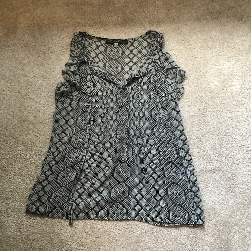 SEMI-SHEER ROSE&OLIVE PATTERNED TANK